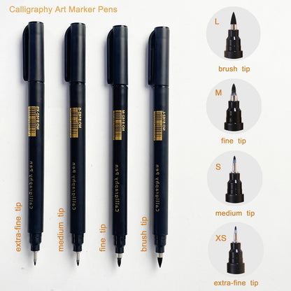 4 pcs Calligraphy Art Marker Pens Brush Art as a gift for Craft Supplies Art Writing Office School Supplies Stationery Studen