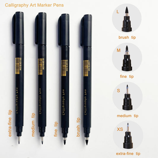 4 pcs Calligraphy Art Marker Pens Brush Art as a gift for Craft Supplies Art Writing Office School Supplies Stationery Studen