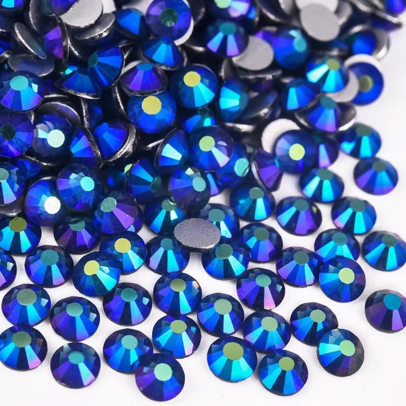 Billow Blue Series Non Hotfix Rhinestones SS6-SS30 Nail Charm Art Flatback Crystals Super Glitter Glass Strass for DIY Craft 