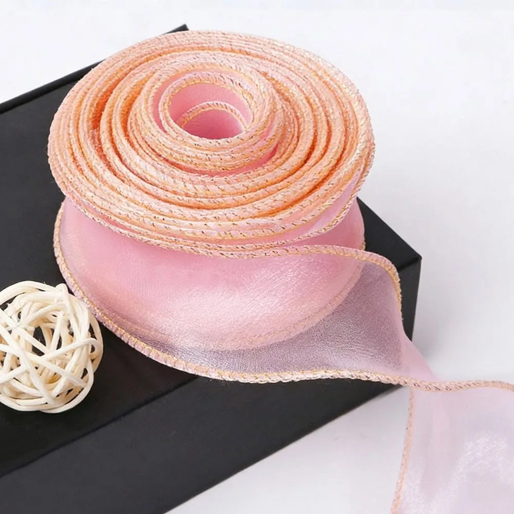 1PC 10 Yards Fishtail Yarn Ribbons 2.5cm Wave Edge Pleated Gifts Packaging Material Gift Wrapping Bouquets Chiffon Ribbon - 4