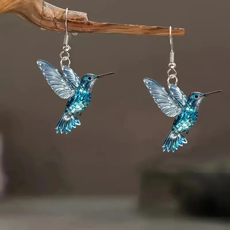 FTCY Acrylic Hummingbird Earrings For Women Retro Style Colorful Bird Drop Earrings Women's Jewelry Gifts - 5