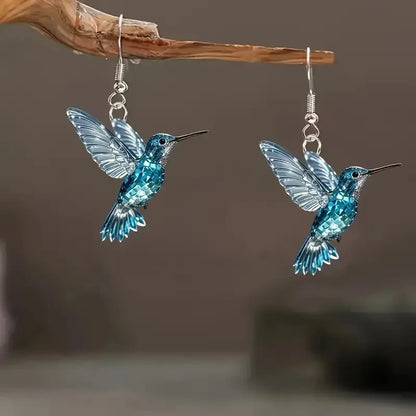 FTCY Acrylic Hummingbird Earrings For Women Retro Style Colorful Bird Drop Earrings Women's Jewelry Gifts - 5