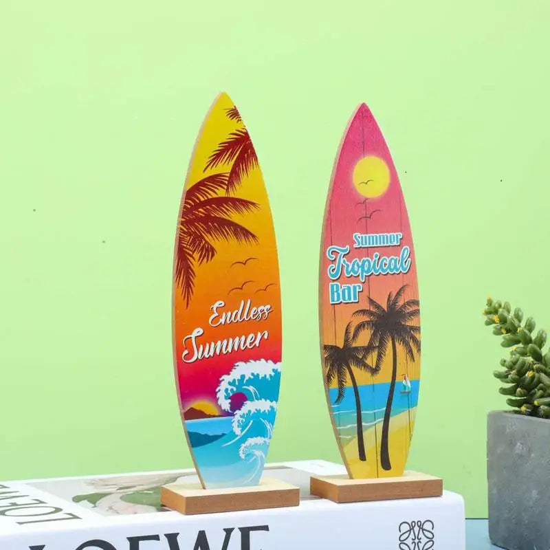 Surfboard Ornaments Sea Surfboard Summer Beach Ocean Theme Decorative Board Desktop Ornaments Wooden Crafts Holiday Decor