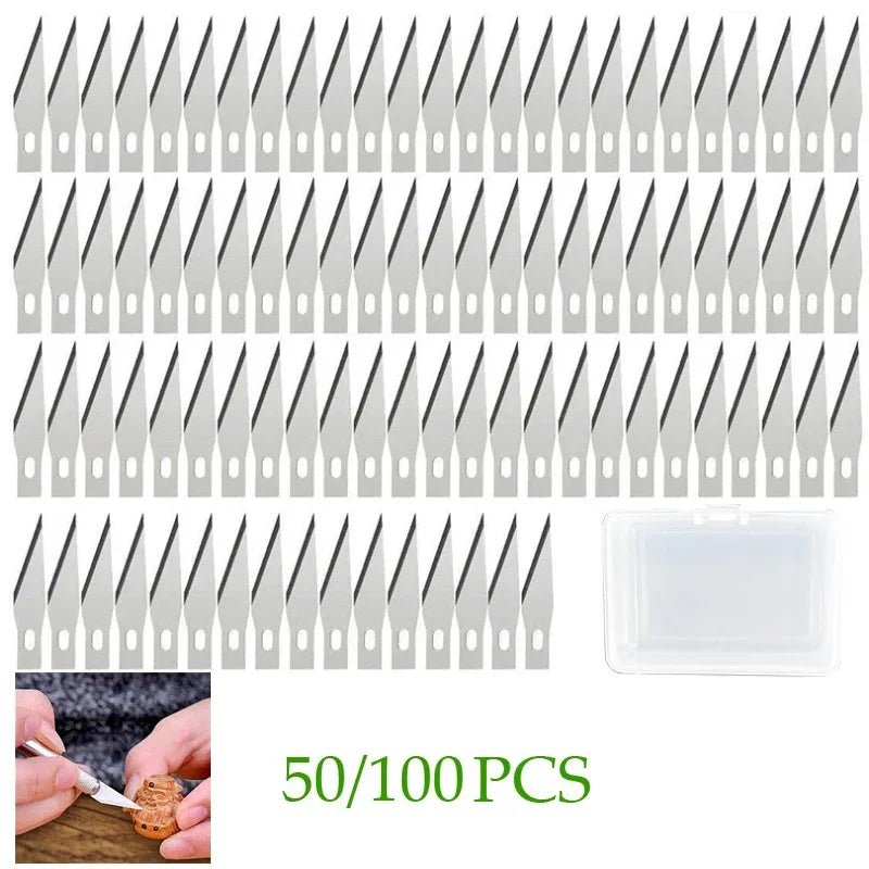 Craft Sculpture Carving Fruit Food Scalpel 100/50pcs Knife DIY Wood Cutting Tool Metal Engraving Blades Knifes Wood Carving D