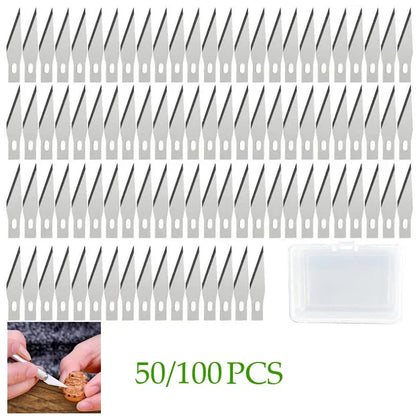Craft Sculpture Carving Fruit Food Scalpel 100/50pcs Knife DIY Wood Cutting Tool Metal Engraving Blades Knifes Wood Carving D