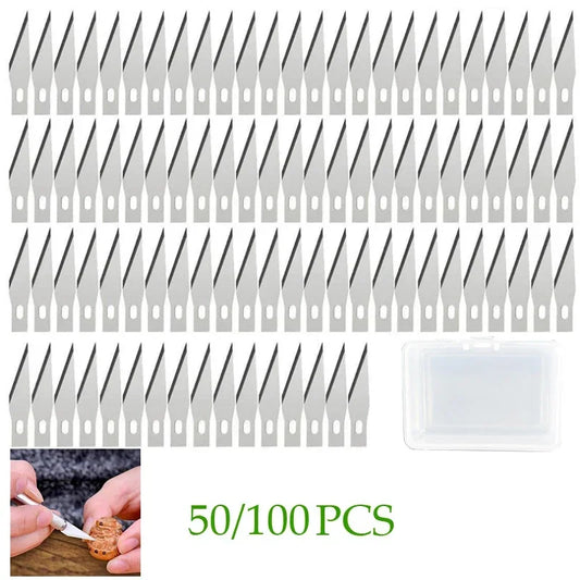 Craft Sculpture Carving Fruit Food Scalpel 100/50pcs Knife DIY Wood Cutting Tool Metal Engraving Blades Knifes Wood Carving D