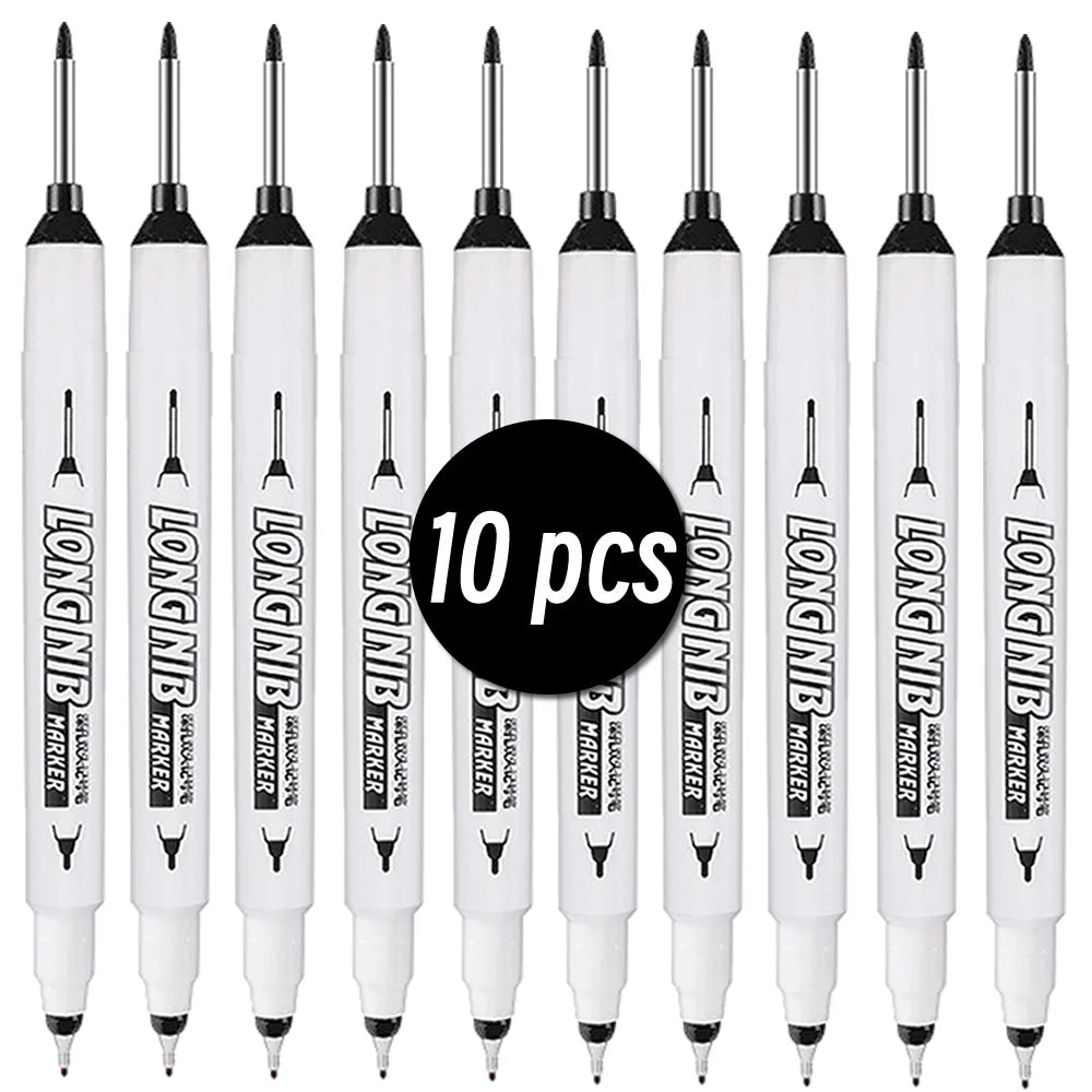 20mm Double-Tip Deep Hole Long Head Nib Markers For Metal Pen Waterproof Bathroom Woodworking Decoration Multi-Purpose - 10 p