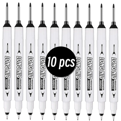20mm Double-Tip Deep Hole Long Head Nib Markers For Metal Pen Waterproof Bathroom Woodworking Decoration Multi-Purpose - 10 p