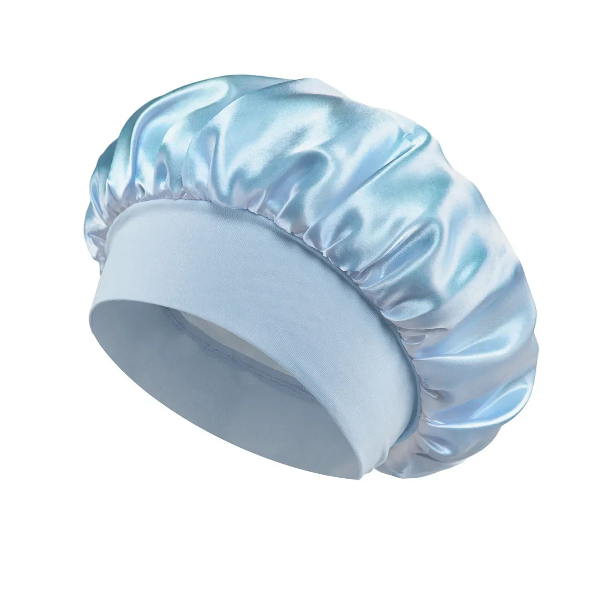 Women Satin Bonnet Hair Bonnet for Sleeping Hair Care Silk Bonnets Solid Wide-brimmed Sleeping Hat with Elastic Soft Band - s