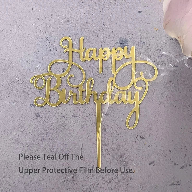 10/20Pcs 14cm Happy Birthday Cake Topper Acrylic Letter Cake Toppers Party Supplies Happy Birthday Black Cake Decorations