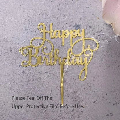 10/20Pcs 14cm Happy Birthday Cake Topper Acrylic Letter Cake Toppers Party Supplies Happy Birthday Black Cake Decorations