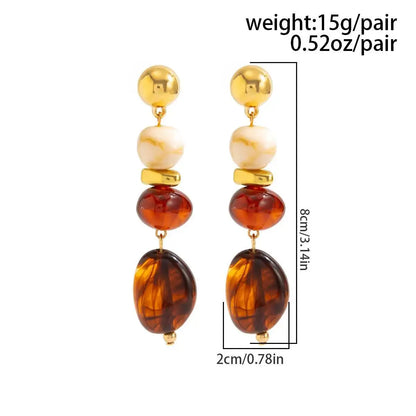 SHIXIN Vintage Resin Acrylic Geometric Pendant Earrings for Women Bohemian Round Water Droplet Drop Earrings Jewelry Accessor
