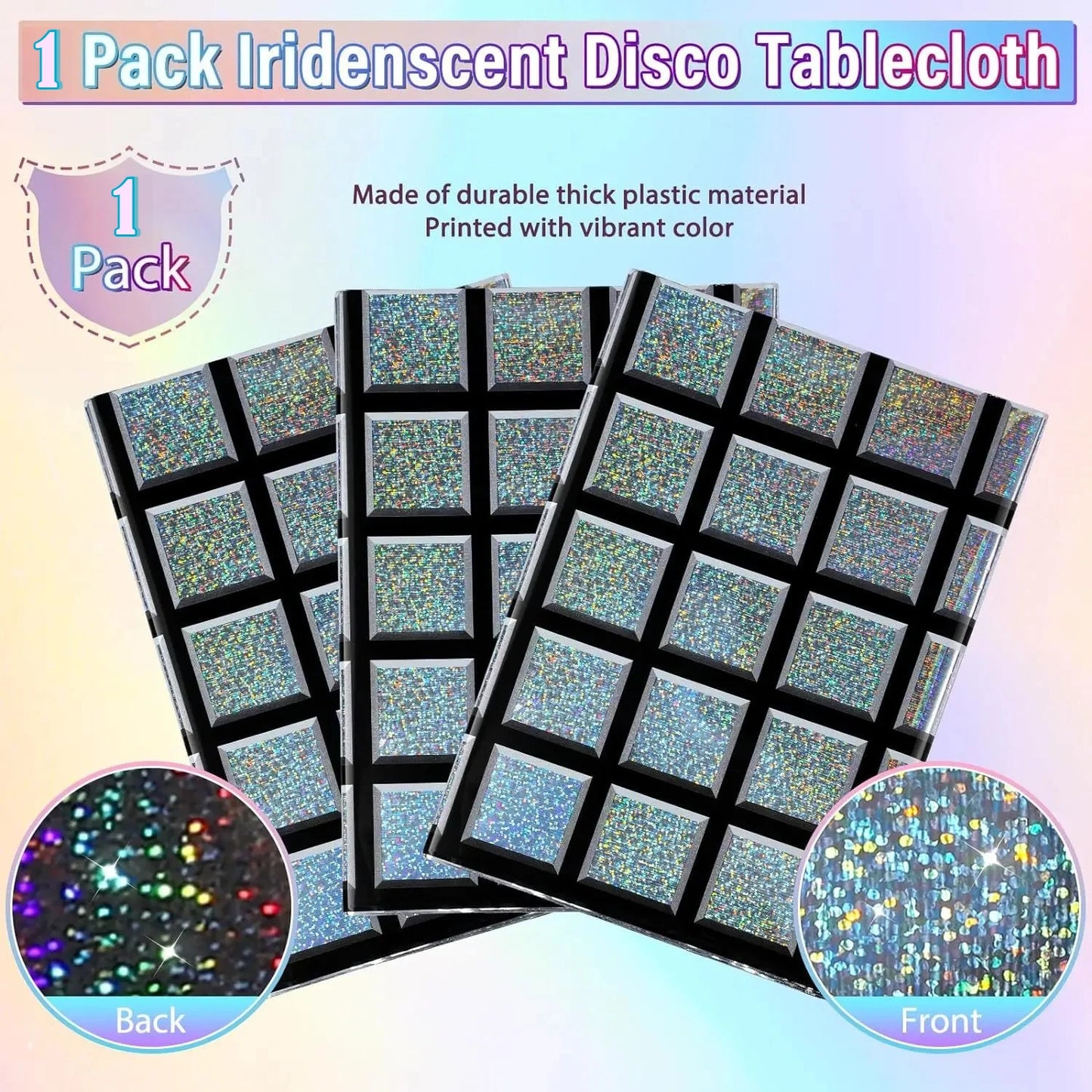 Disco Iridescent Shiny Laser Tablecloth 70s 80s Disco Party Disposable Rectangle Table Cover Vintage Bar Disco Party Decorati