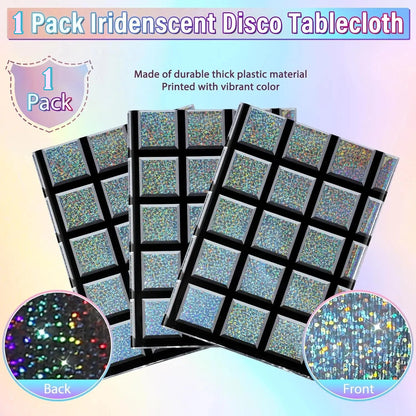 Disco Iridescent Shiny Laser Tablecloth 70s 80s Disco Party Disposable Rectangle Table Cover Vintage Bar Disco Party Decorati