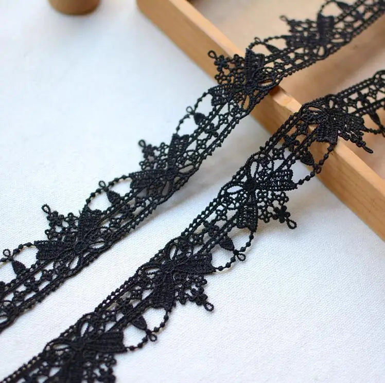 3 Meters Pretty Bow White Black Water Soluble High Quality Lace Trim Lace 3.5CM Wdith Fabric