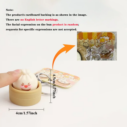 1-8PCS Cute Steamed Bun Squeeze Keychain Realistic Dimsum Design Soft Slow Rebound Decompression Fidget Stress Relief Toy
