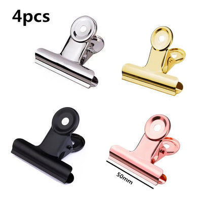 New 50mm 38mm 31mm 22mm Multicolor Round Metal Clamp Paper Clips Student School Office Supplies - 4pcs -50mm