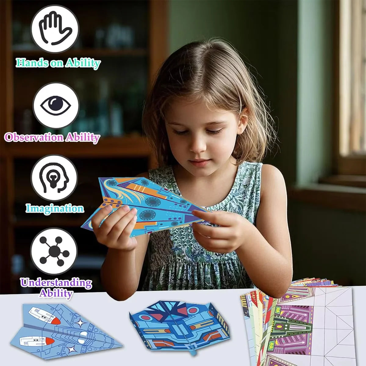 Origami Paper Airplane Kit 12/32 Sheets 16 Classic World Record Plane Designs Easy to Fold Creative Craft Activity for School