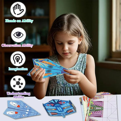 Origami Paper Airplane Kit 12/32 Sheets 16 Classic World Record Plane Designs Easy to Fold Creative Craft Activity for School