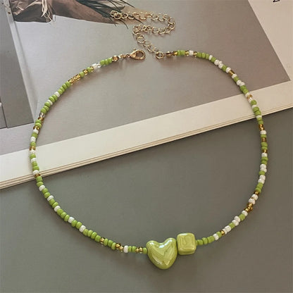 Cute Romantic Geometric Choker Necklace for Women Girl New Trendy Gift Necklace Seed Beads Fashion Jewelry - H