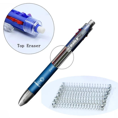 6 In 1 Multicolor Ballpoint Pens 5 Colors Ball Pen 1 Automatic Pencil With Eraser For School Office Writing Supplies Statione