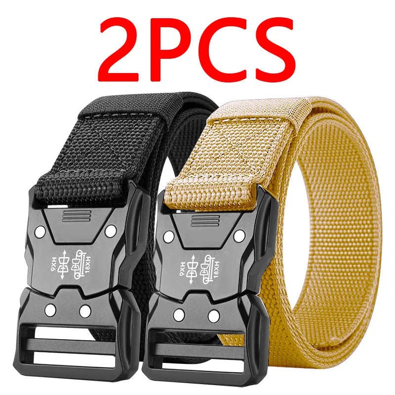 2PC Tactical Waist Belt - Durable Automatic Buckle, Perfect for Outdoor Adventures, Unisex Accessories for Men and Women - 2P