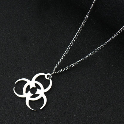 Necklace Trendy Men And Women INS Street Punk Hip-Hop JewelryNew Stainless Steel Biochemical Logo Pendant