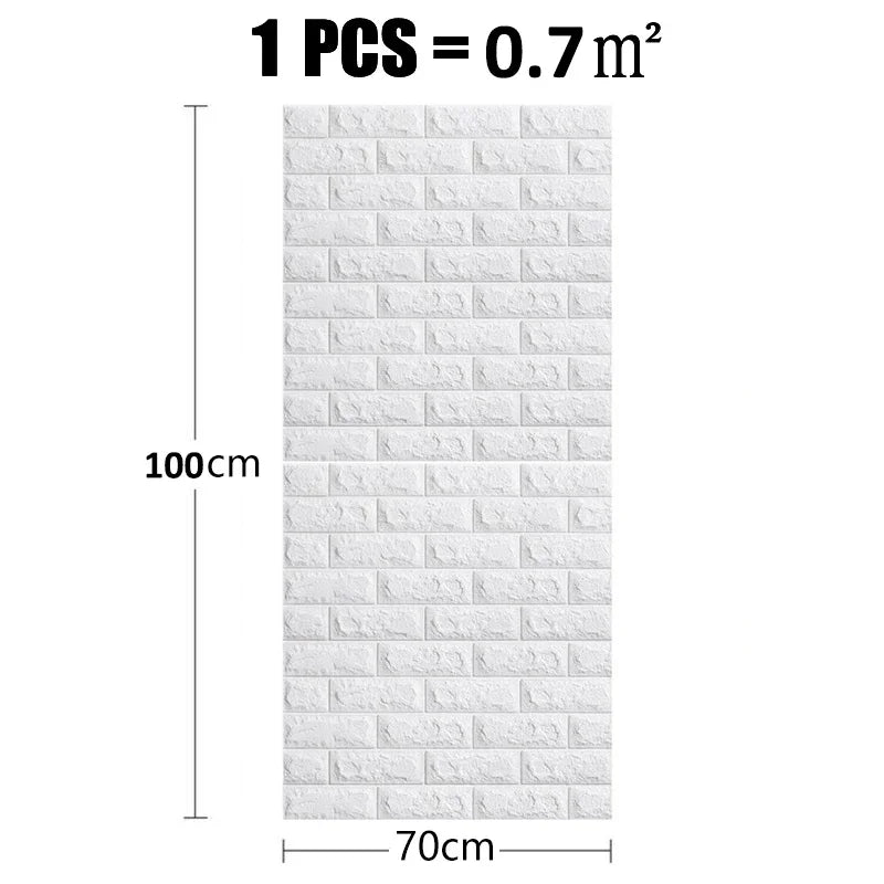 70cm*1m 3D Self-Adhesive Wallpaper Continuous Waterproof Brick Wall Stickers Living Room Bedroom Wall Stickers Home Decoratio