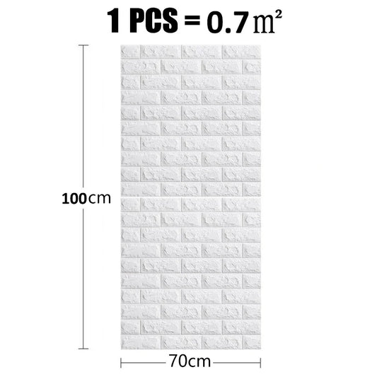 70cm*1m 3D Self-Adhesive Wallpaper Continuous Waterproof Brick Wall Stickers Living Room Bedroom Wall Stickers Home Decoratio