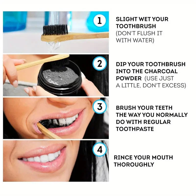 Bamboo Charcoal Teeth Whitening Powder - Natural Whitening and Deep Cleaning for Men and Women, Freshens Breath, Daily Use To