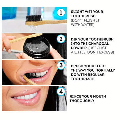 Bamboo Charcoal Teeth Whitening Powder - Natural Whitening and Deep Cleaning for Men and Women, Freshens Breath, Daily Use To