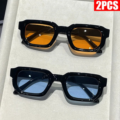 2/3PCS Vintage Rectangle Frame Sunglasses for Women Fashion Retro Design UV400 Sun Glasses Men's Eyewear Goggles