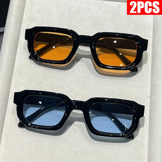 2/3PCS Vintage Rectangle Frame Sunglasses for Women Fashion Retro Design UV400 Sun Glasses Men's Eyewear Goggles