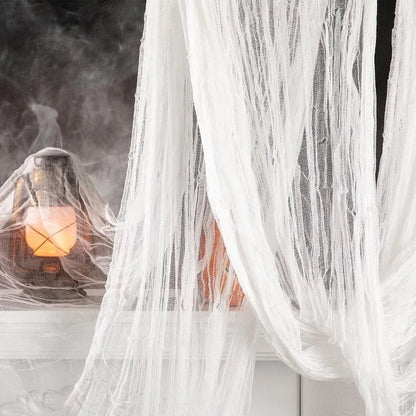 76x183cm Halloween Decorations Black Creepy Gauze Cloth Window Table Door Net Spooky Fancy Dress Party Haunted House Wall Dec
