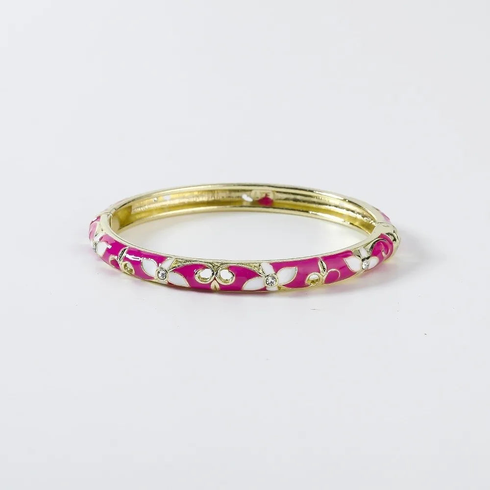 Enamel Vintage Cloisonne Bangle Floral Chinese Chinese Flower Bangle Vintage Ethnic Women's Hand Bracelet Gifts for Women Gir