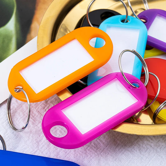 10pcs 50pcs Colourful Plastic Key Tags Writable With Jump Ring For Categorization For DIY Key Rings Number Name Luggage Tag