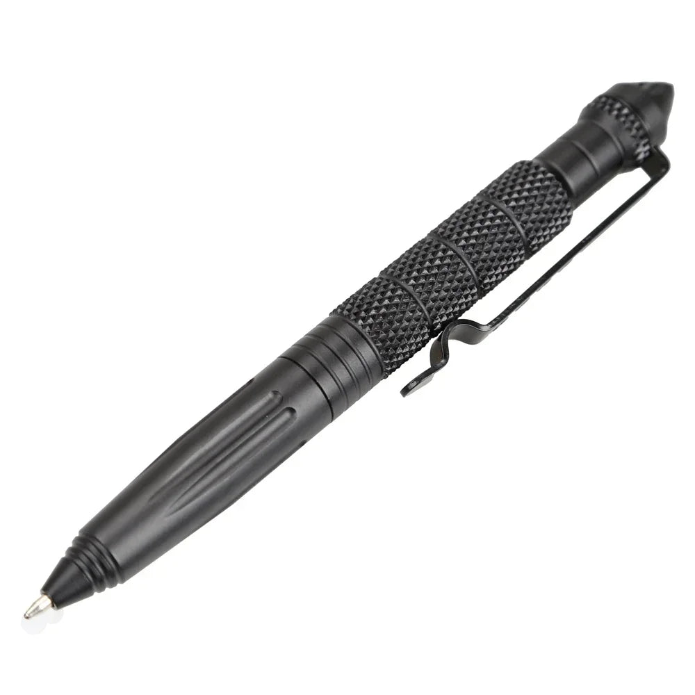 Military Tactical Pen Multifunction Aluminum AlloyOutdoor Camping Security Survival Tools Emergency Glass Breaker Pen - black