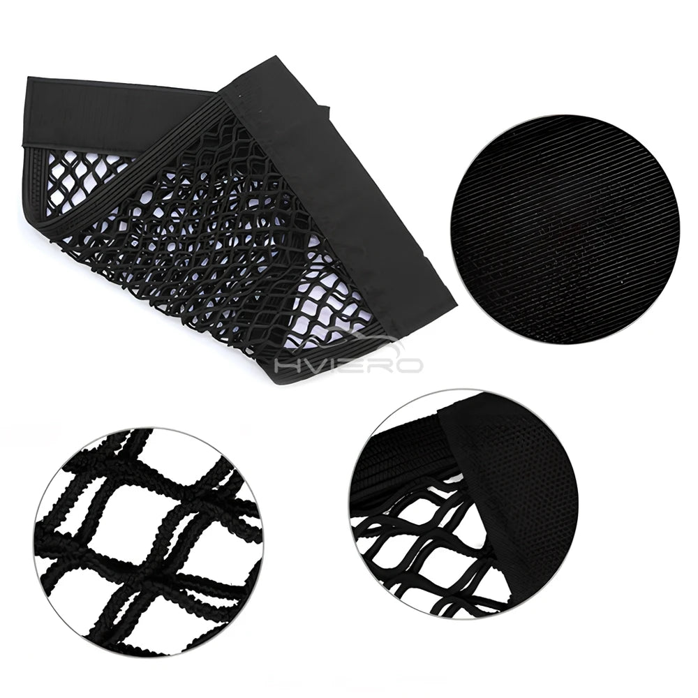 1X Car Back Rear Trunk Organizer Net Mesh Seat Elastic String Magic Sticker Universal Storage Bag Pocket Auto Put Paper Stowi