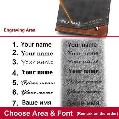 Free Name Engraving Men Wallets Slim Coin Pocket Photo Holder New Short Small Male Wallet Card Holder Frosted Leather Men Pur