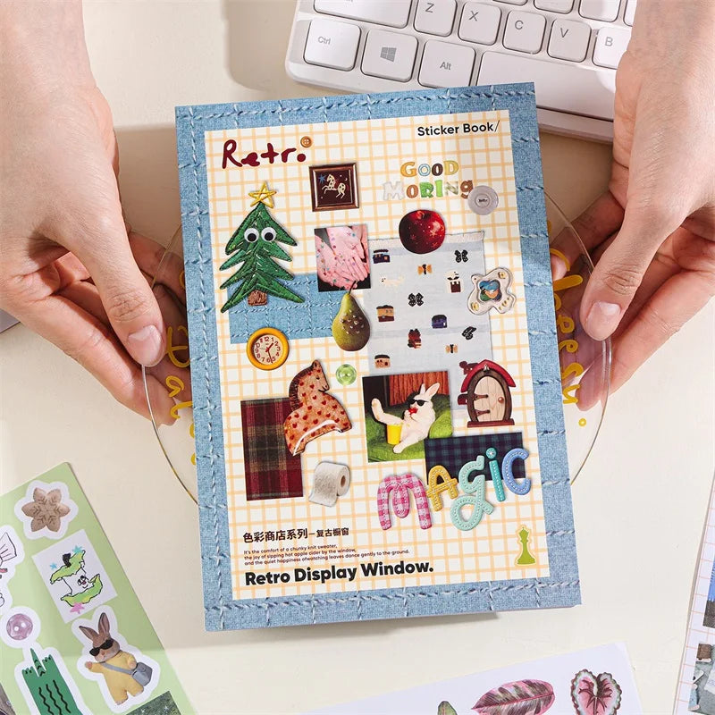 50 Sheets Retro Cartoon Sticker Book Paper Aesthetic Decals for Journaling Scrapbooking Laptop Water Bottle Planner Accessori