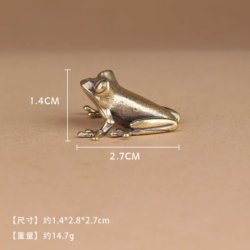 Retro Brass Mini Frog Miniatures Figurines Vintage Animal Figurine Toad Desktop Ornaments Home Decoration Crafts Tea Pet Deco