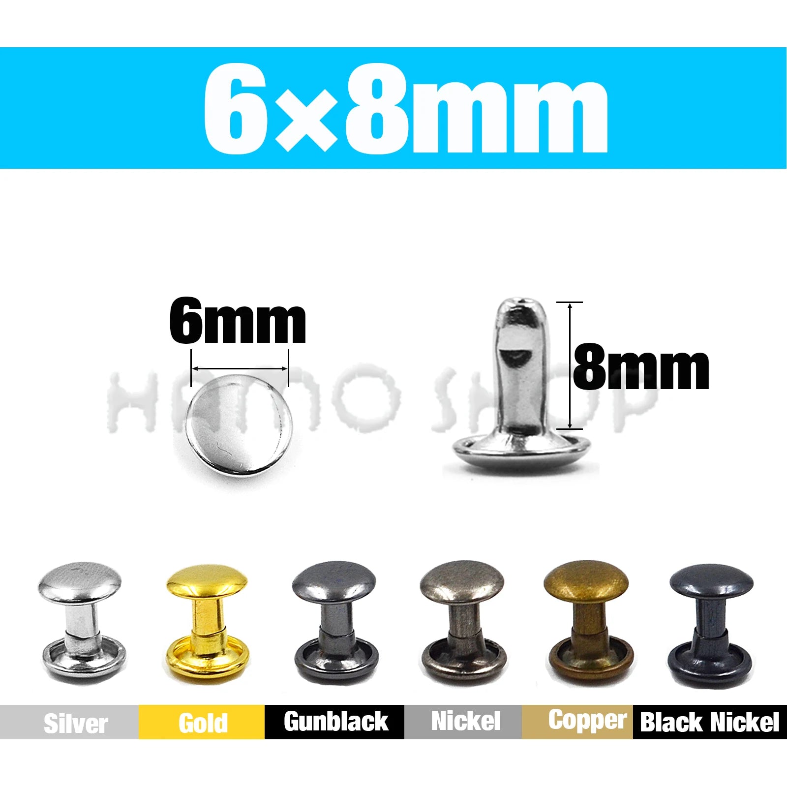 100Sets 5-15mm Metal Double Cap Rivets Stud Round Nail Rivet For Leathercraft Accessories Repair Shoes Bag Belt Clothing Garm