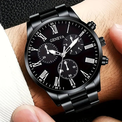 4pcs/1pcs Fashionable Men's Quartz Watch - Stainless Steel Strap, Round Zinc Alloy Case, Electronic Sports - 4