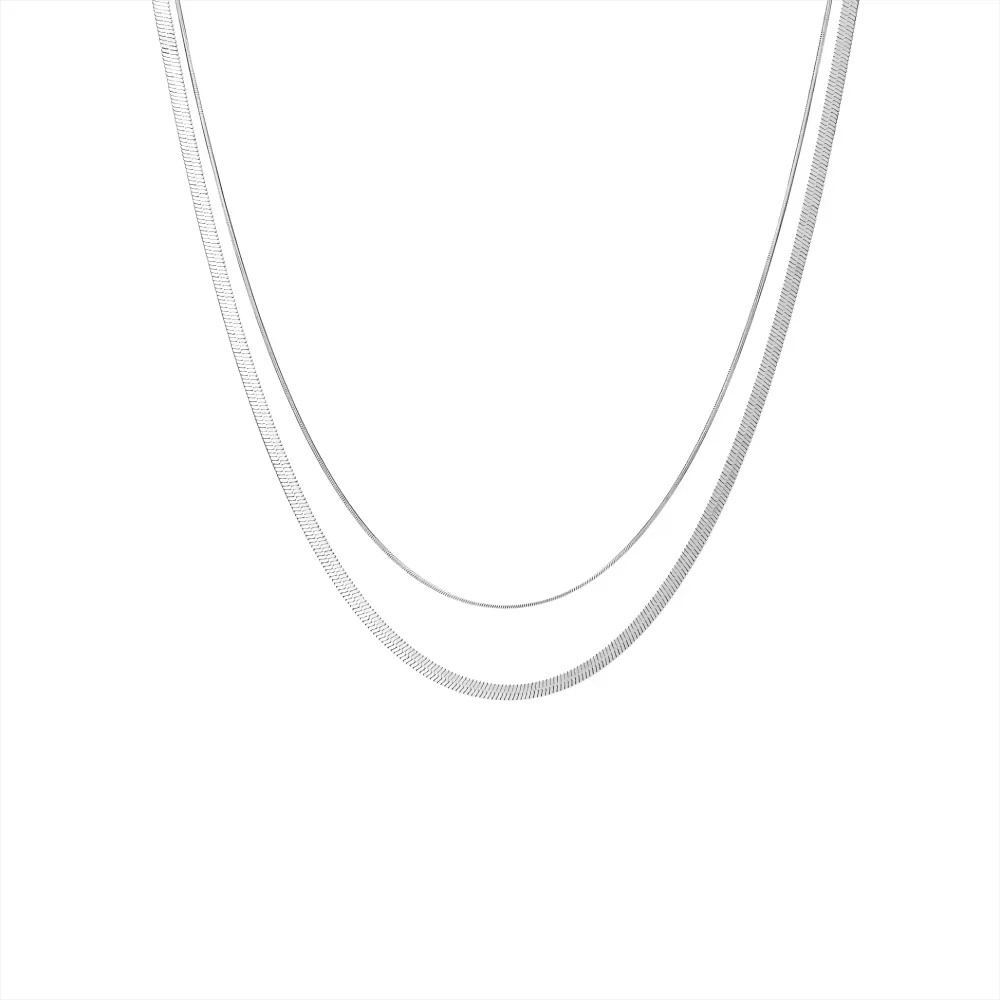 Mariasz Minimalist Snake Lariat Double Chain Necklace Bohemian Gold Color Collarbone Stainless Steel Choker Jewelry for Women
