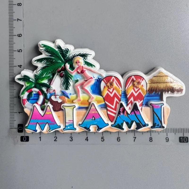 Tourist Souvenirs Fridge Magnets USA,refrigerator Decorations for Miami New York Hawaii Collection of Fridge Ornaments Sticke