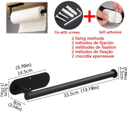 Kitchen Paper Towel Holder Adhesive Tissue Hanger Toilet Roll Paper Dispenser Cabinet Storage Napkin Rack Bathroom Accessorie