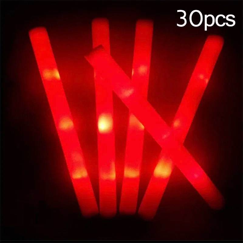 15/30Pcs LED Glow Sticks Bulk Colorful RGB Glow Foam Stick Cheer Tube Dark Light for Xmas Birthday Wedding Party Supplies - 3