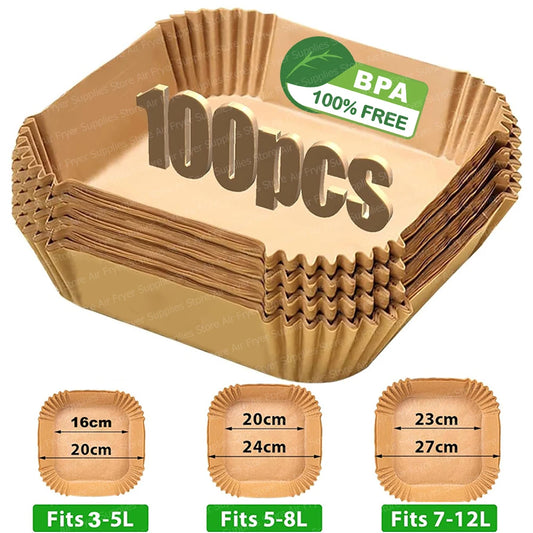 Air Fryer Baking Paper Square Air Fryer Parchment Paper Liners for Ninja/Cosori/Instant Pot 3-12L Airfryer Kitchen Accessorie