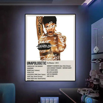 R-Rihannas Hot Singer Music Poster Versatile HD Waterproof Wall Art Self-Adhesive Decor for Any Space Ideal Gift