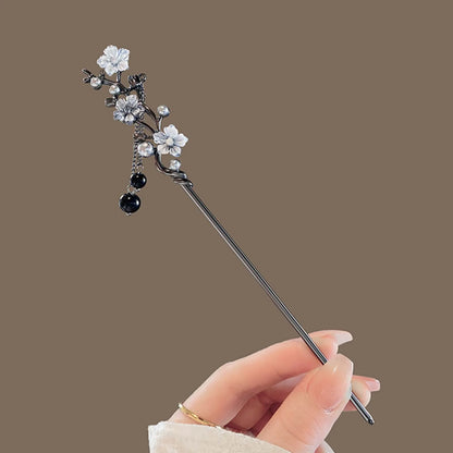 Flower hairpins, Chinese-style hairpins, ink, colorful flower tassels, elegant jewelry hair accessories